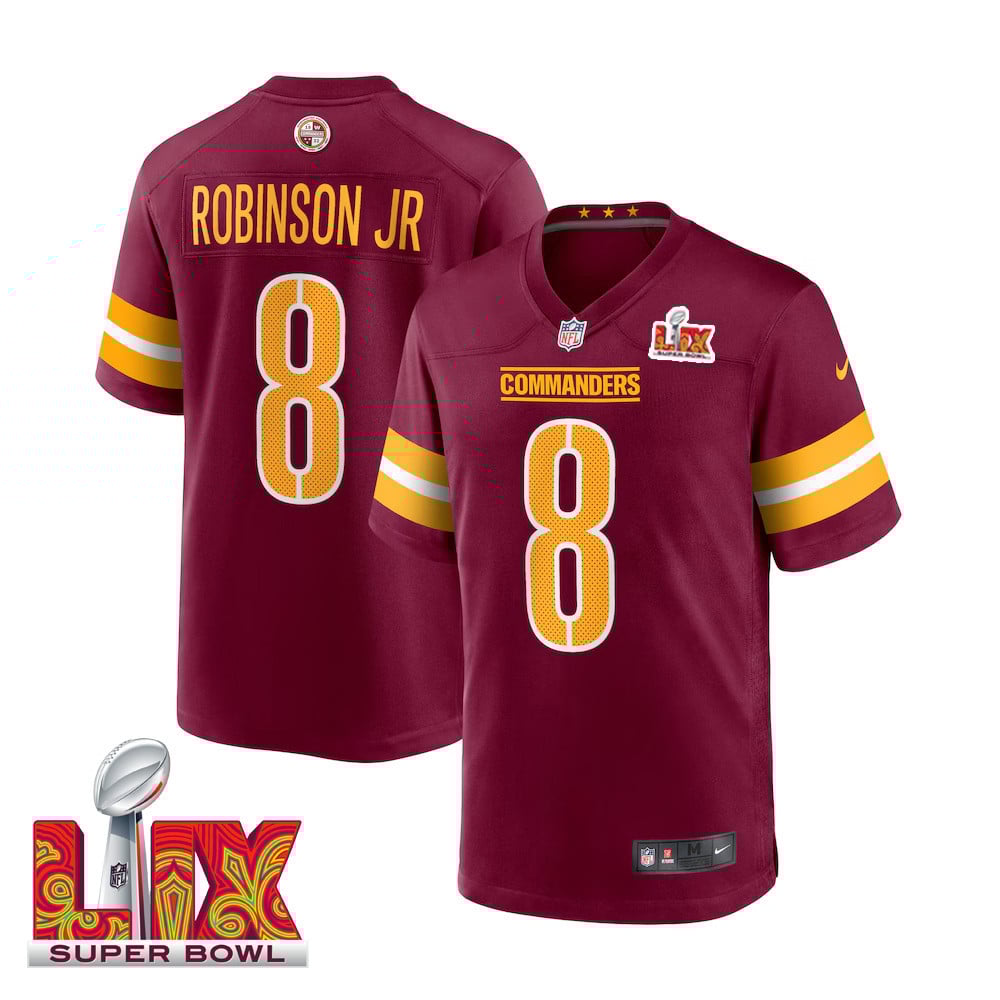 Brian Robinson #8 Washington Commanders Super Bowl Lix Jersey - Men's - Burgundy Js4028