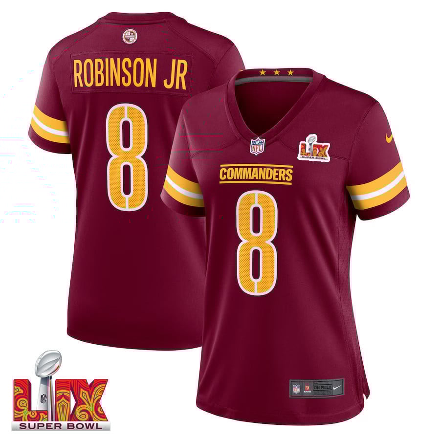 Brian Robinson #8 Washington Commanders Super Bowl Lix Women's Jersey - Burgundy Js1890