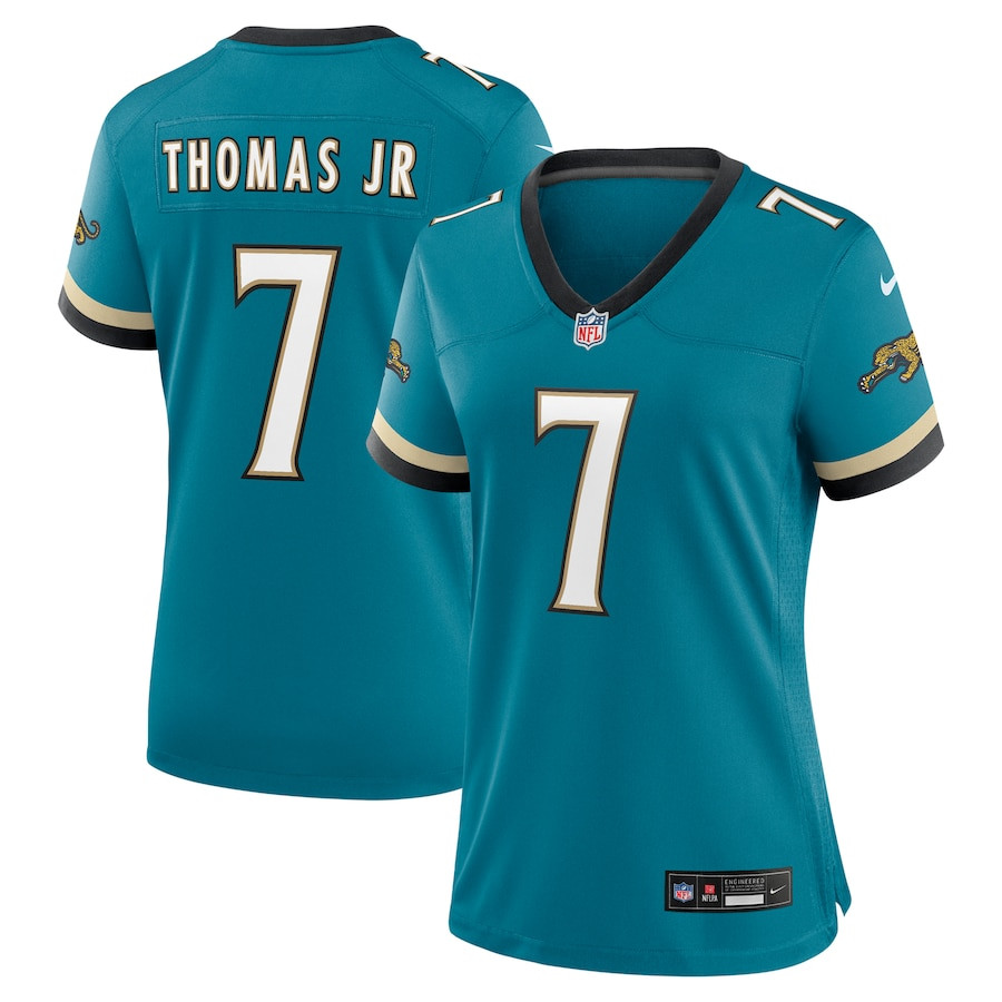 Brian Thomas Jr. 7 Jacksonville Jaguars Women's Prowler Throwback Retired Player Game Jersey - Teal Js9105