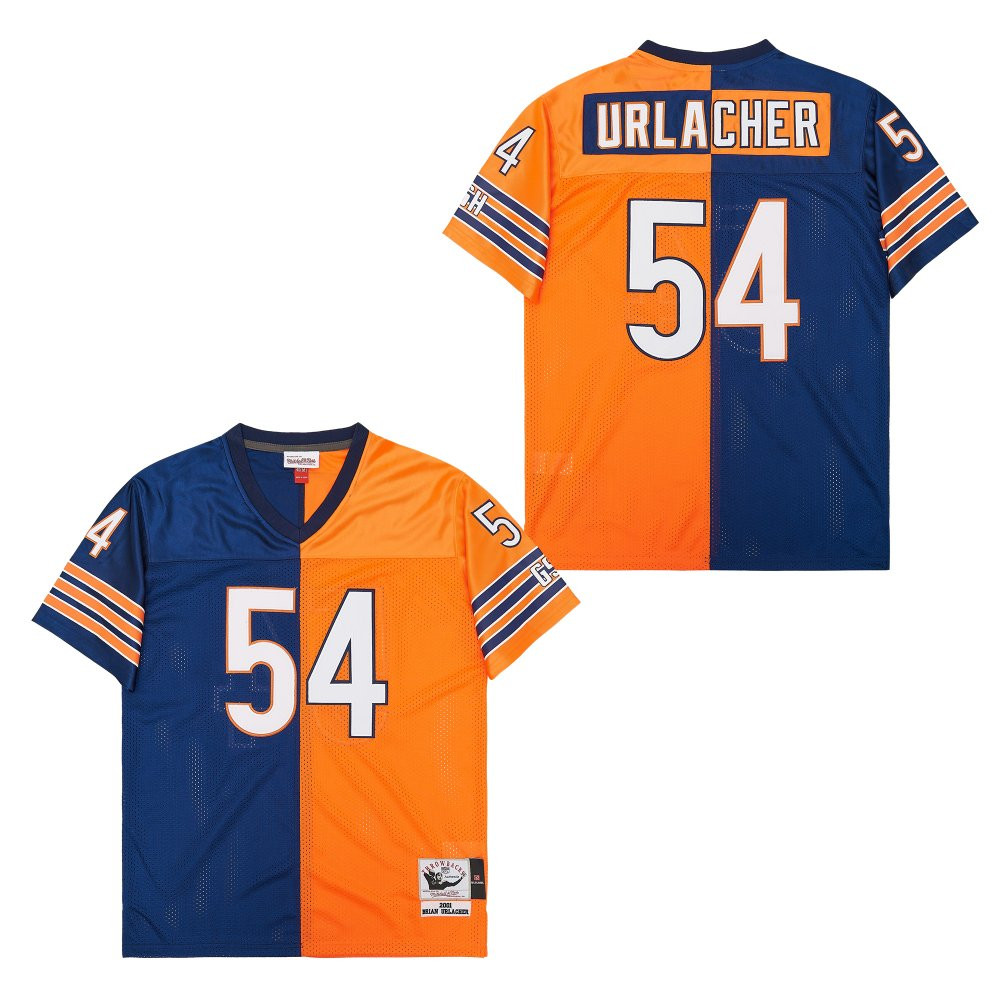Brian Urlacher 54 Chicago Bears Two-toned Retro Throwback Men Jersey - Orange/navy Js2035