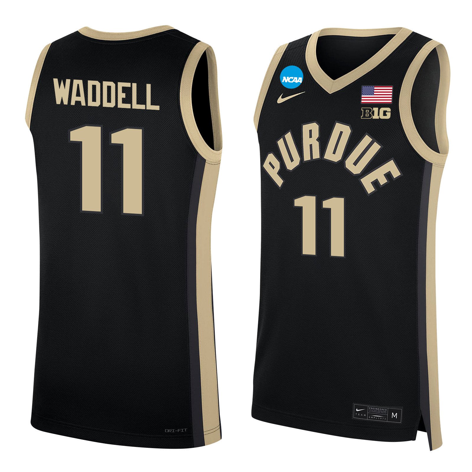 Brian Waddell 11 Purdue Boilermakers 2024 Men's Basketball Jersey - Black, Unisex Jersey