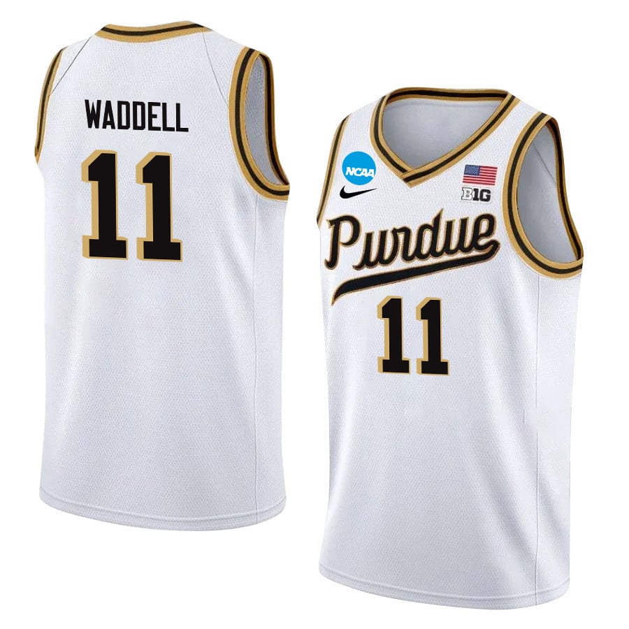 Brian Waddell 11 Purdue Boilermakers 2024 Men's Basketball Jersey - White, Unisex Jersey