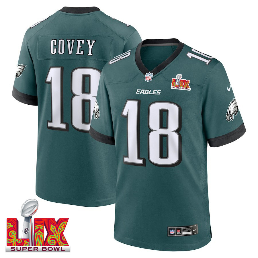Britain Covey #18 Philadelphia Eagles Super Bowl Lix Jersey - Men's - Midnight Green Js2545