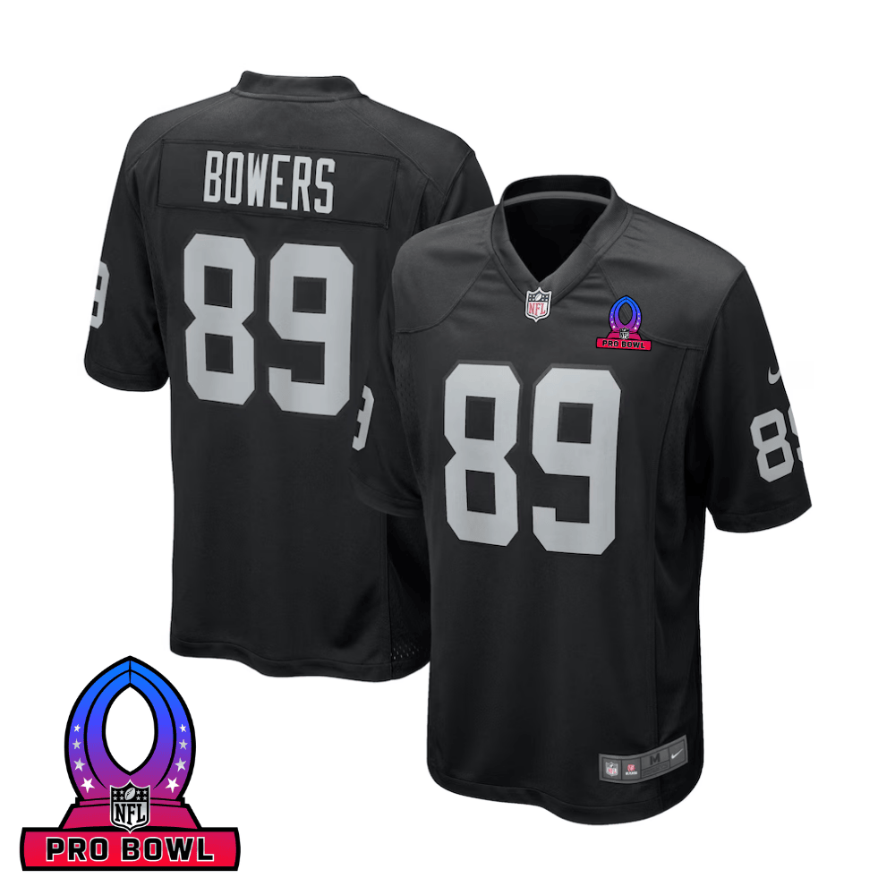 Brock Bowers 89 Las Vegas Raiders 2025 Pro Bowl Patch Game Men Jersey - Black Js4316