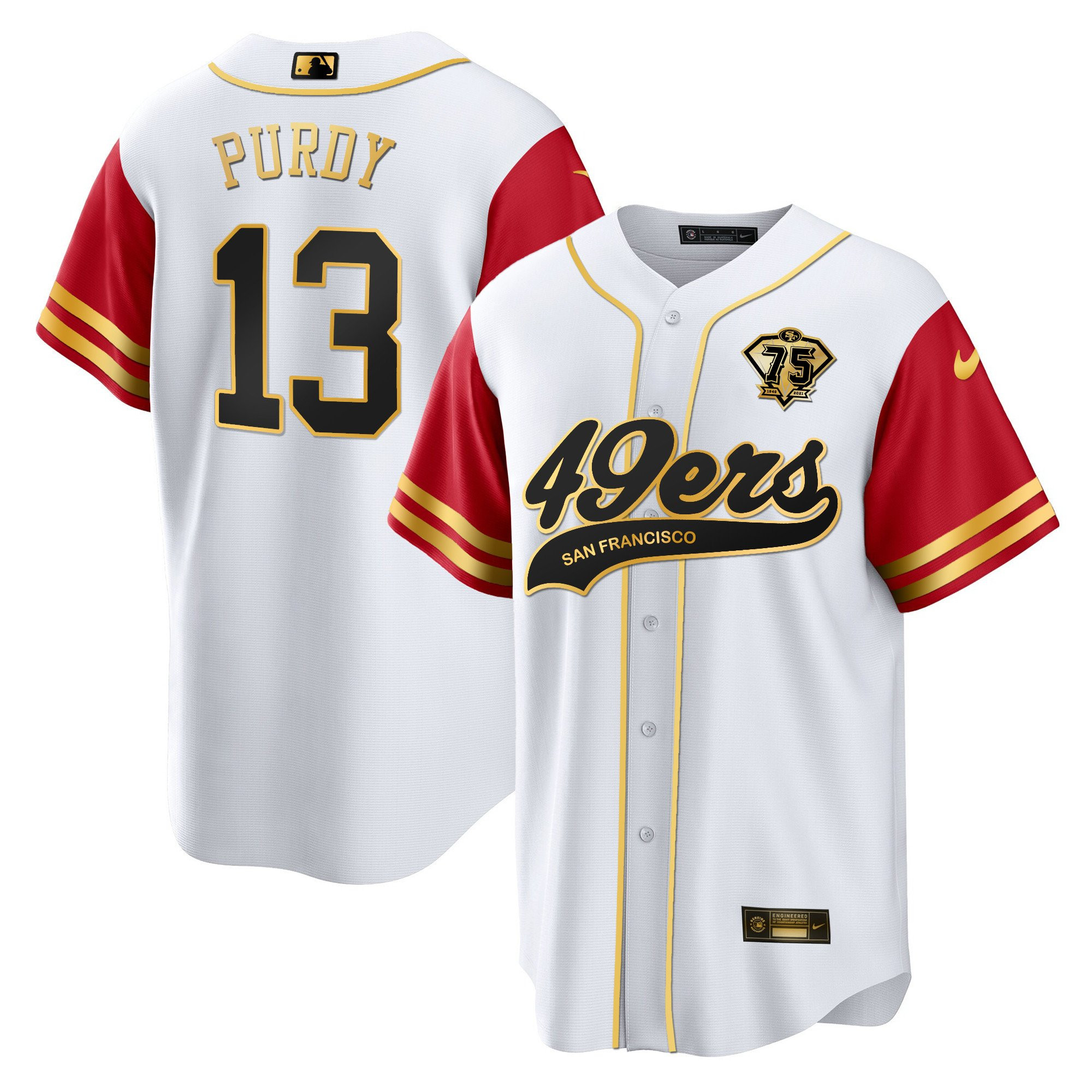 Brock Purdy 13 San Francisco 49ers Baseball Men Jersey - Color Sleeve