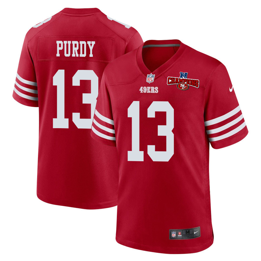 Brock Purdy 13 San Francisco 49ers Nfc Champions Patch Game Men Jersey - Scarlet Js5699