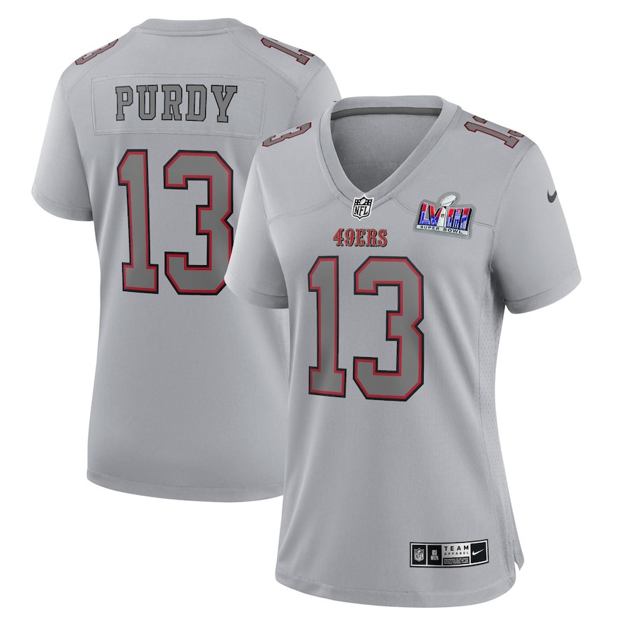 Brock Purdy 13 San Francisco 49ers Super Bowl Lviii Atmosphere Fashion Game Women Jersey - Gray Js7275