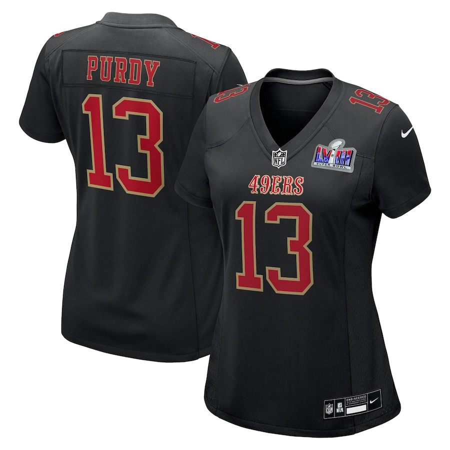 Brock Purdy 13 San Francisco 49ers Super Bowl Lviii Fashion Game Women Jersey - Carbon Black Js1765