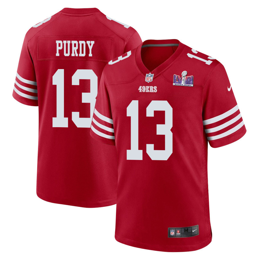 Brock Purdy 13 San Francisco 49ers Super Bowl Lviii Patch Game Men Jersey - Scarlet Js8218