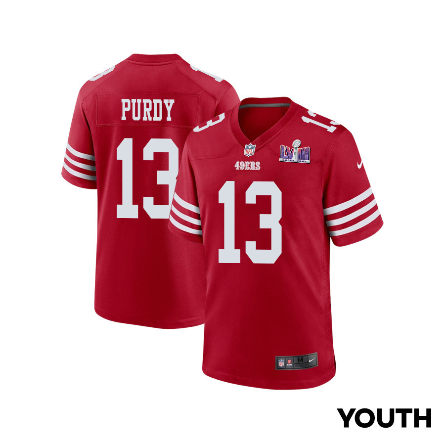Brock Purdy 13 San Francisco 49ers Super Bowl Lviii Patch Game Youth Jersey - Scarlet Js4648