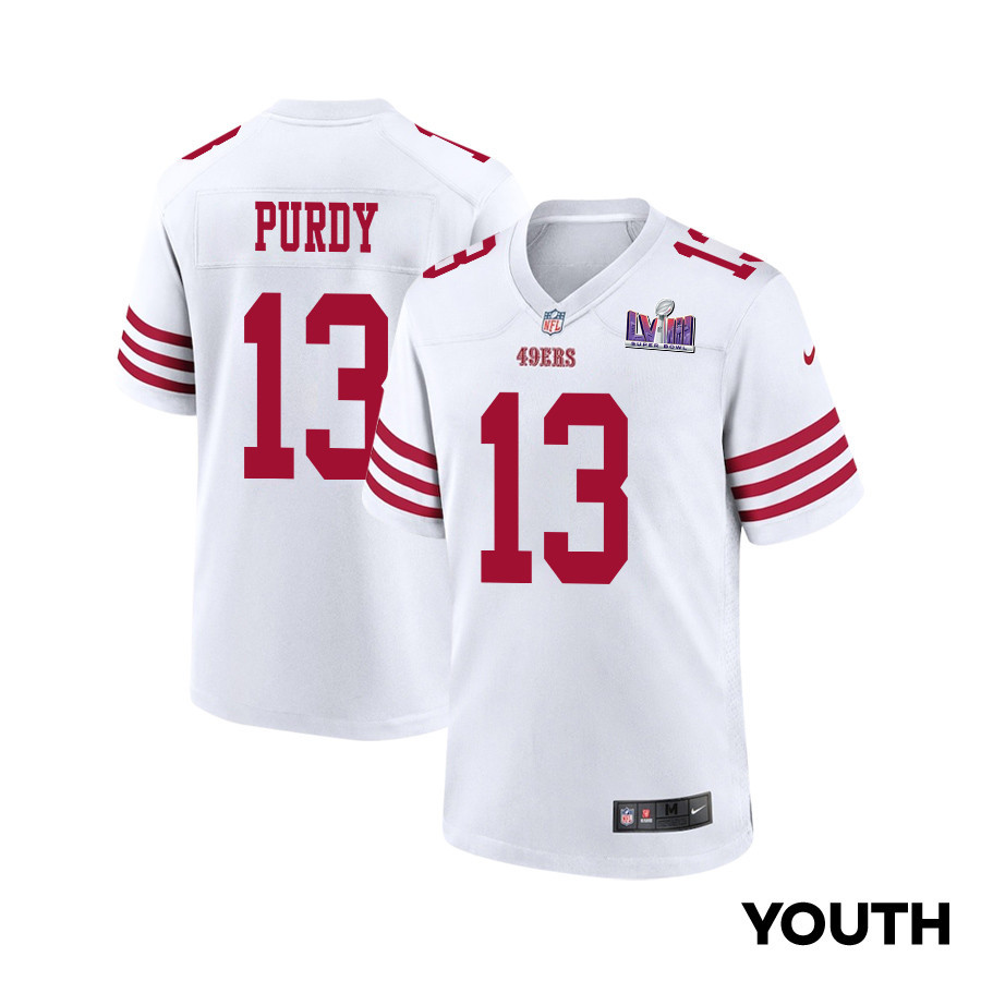 Brock Purdy 13 San Francisco 49ers Super Bowl Lviii Patch Game Youth Jersey - White Js6167