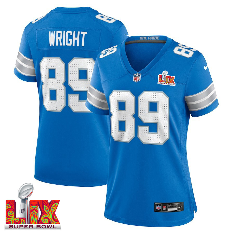 Brock Wright #89 Detroit Lions Super Bowl Lix Women's Jersey - Blue Js6067