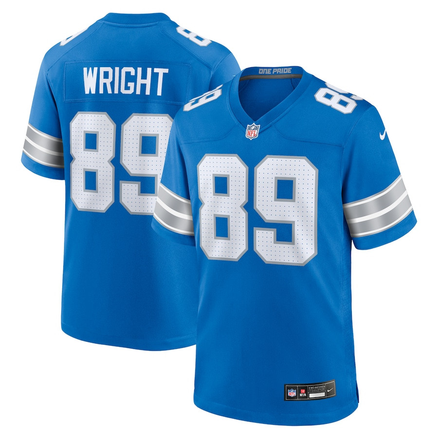 Brock Wright 89 Detroit Lions Team Game Men Jersey - Blue Js6469