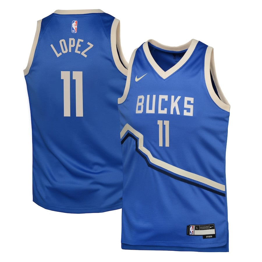 Brook Lopez 11 Milwaukee Bucks 2024/25 Swingman Player Youth Jersey - City Edition - Royal