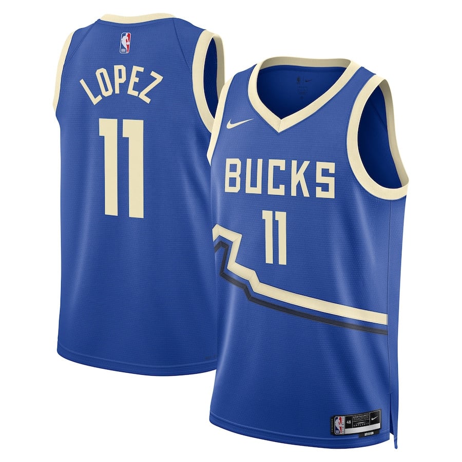 Brook Lopez 11 Milwaukee Bucks Unisex 2024/25 Swingman Player Jersey - City Edition - Royal