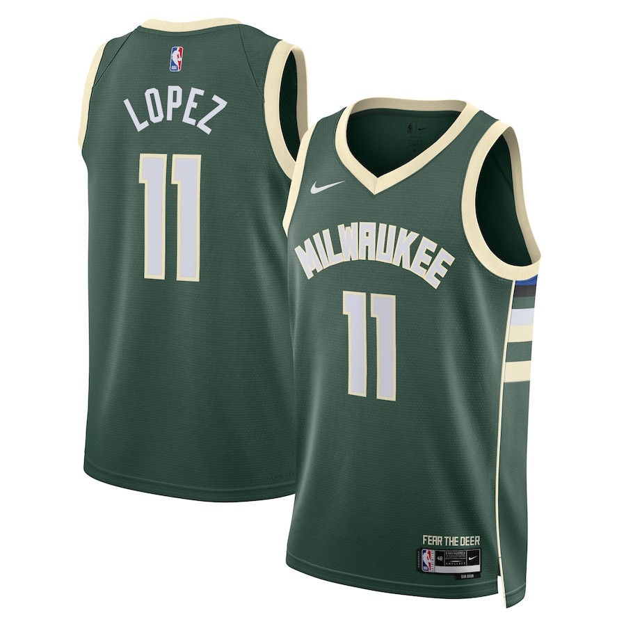 Brook Lopez 11 Milwaukee Bucks Unisex Swingman Jersey - Icon Edition - Hunter Green