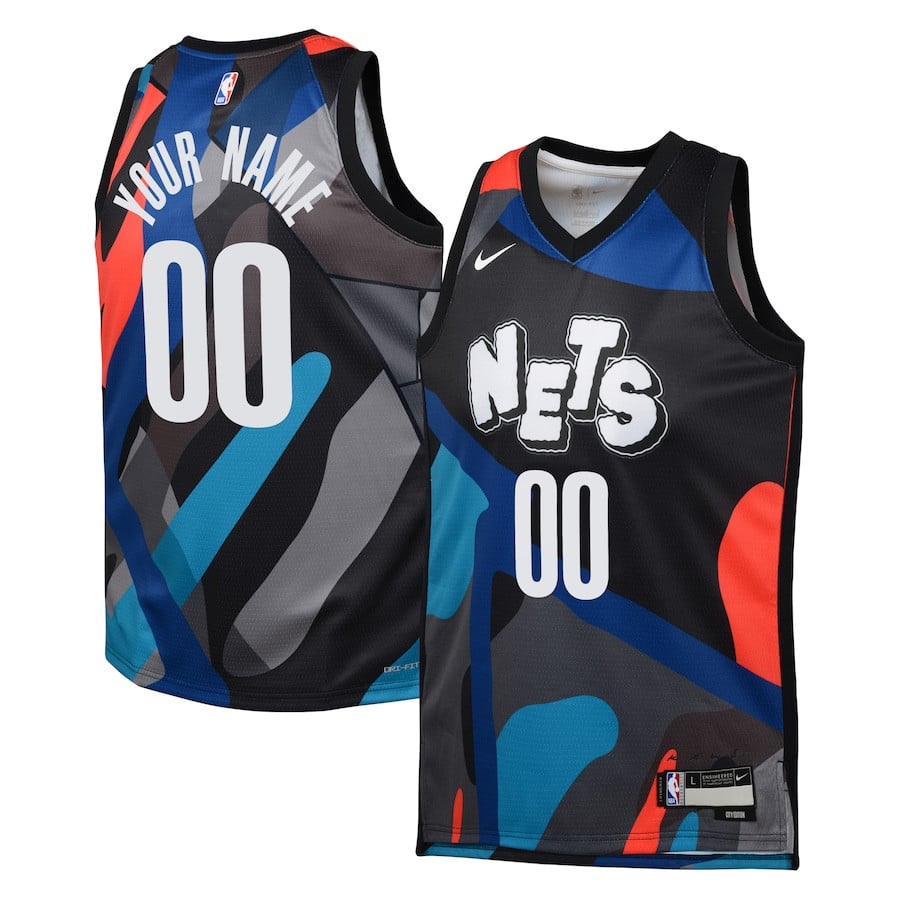 Brooklyn Nets 2023/24 City Edition Swingman Custom Youth Jersey - Black