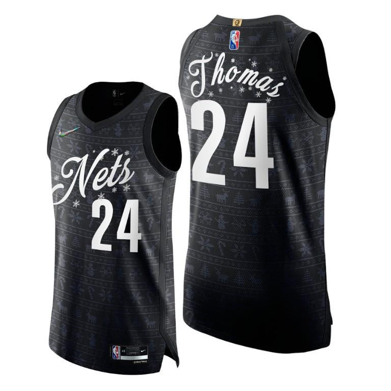 Brooklyn Nets 24 Cameron Thomas Black Christmas Eve Jersey 75th Anniversary - Men Jersey