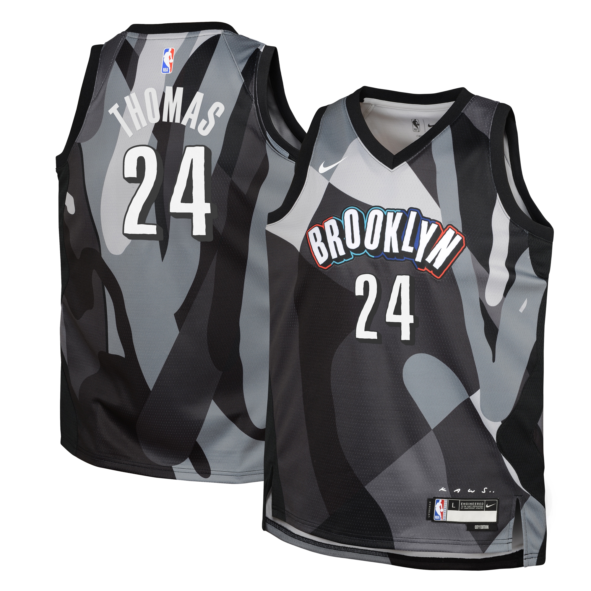 Brooklyn Nets City Edition Swingman Jersey 2024 - Black - Cam Thomas - Youth