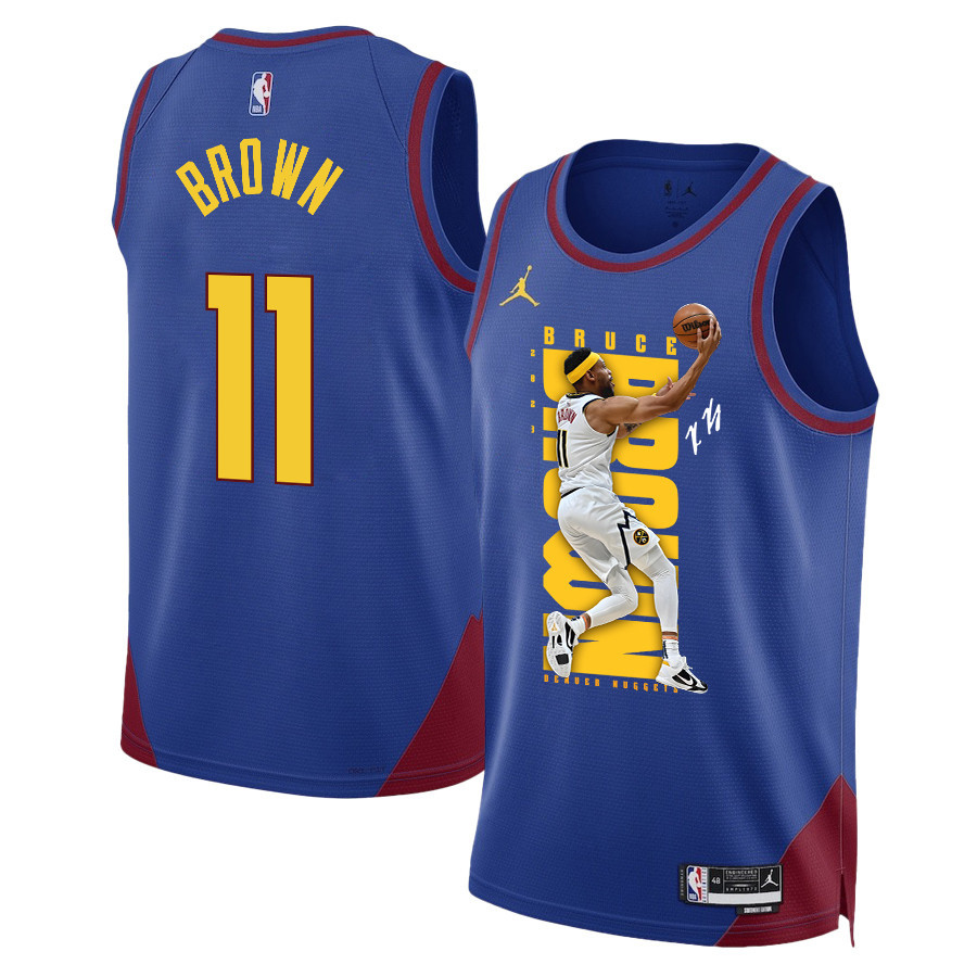 Bruce Brown 11 Denver Nuggets Playing Style 2023 Nba Champions Swingman Jersey - Blue