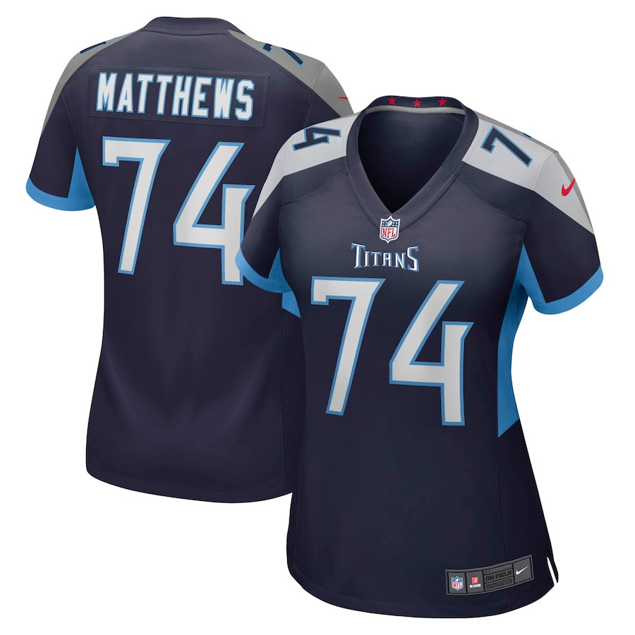 Bruce Matthews 74 Tennessee Titans Women Retired Jersey - Navy Js4696