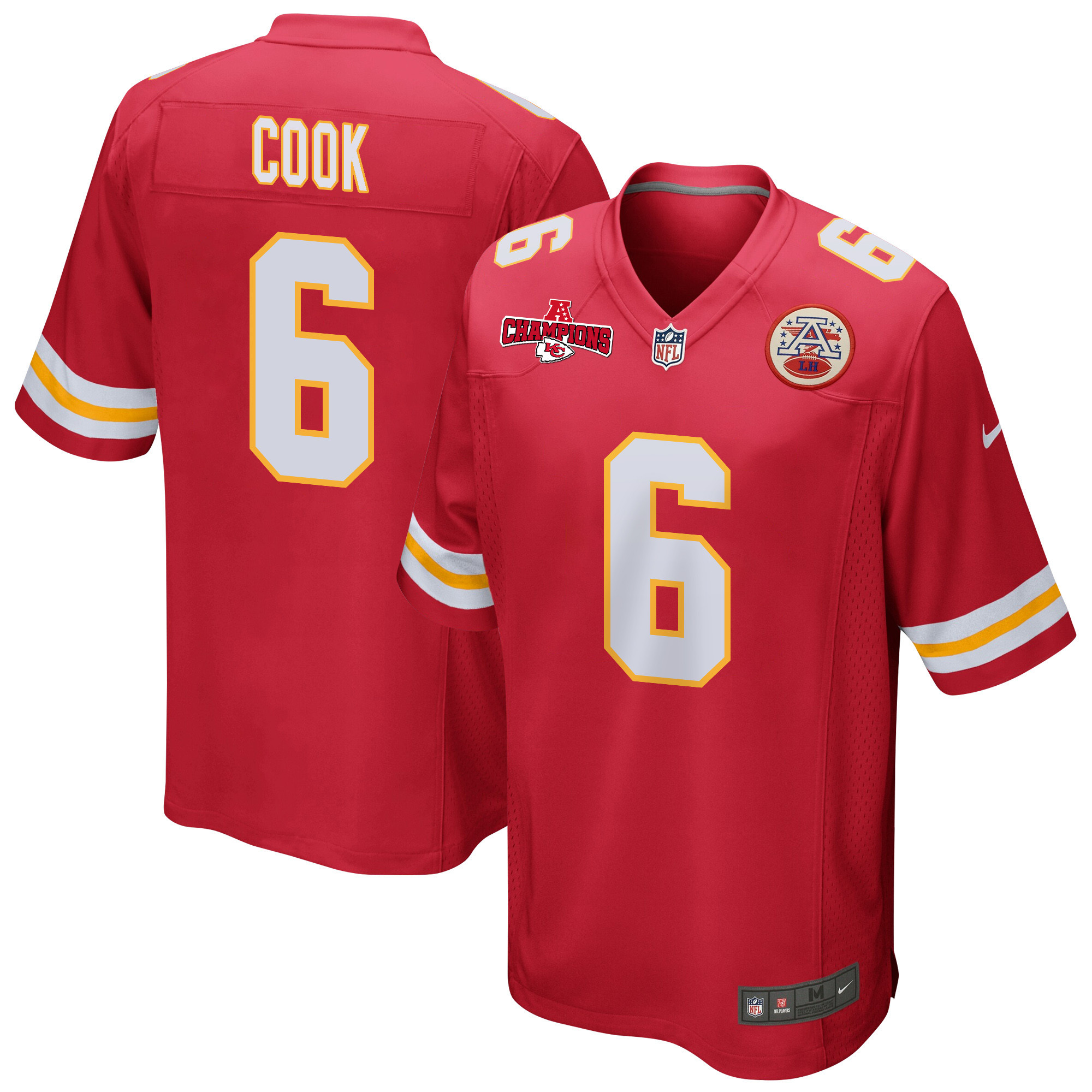 Bryan Cook 6 Kansas City Chiefs Afc Champions Patch Game Men Jersey - Red Js3301