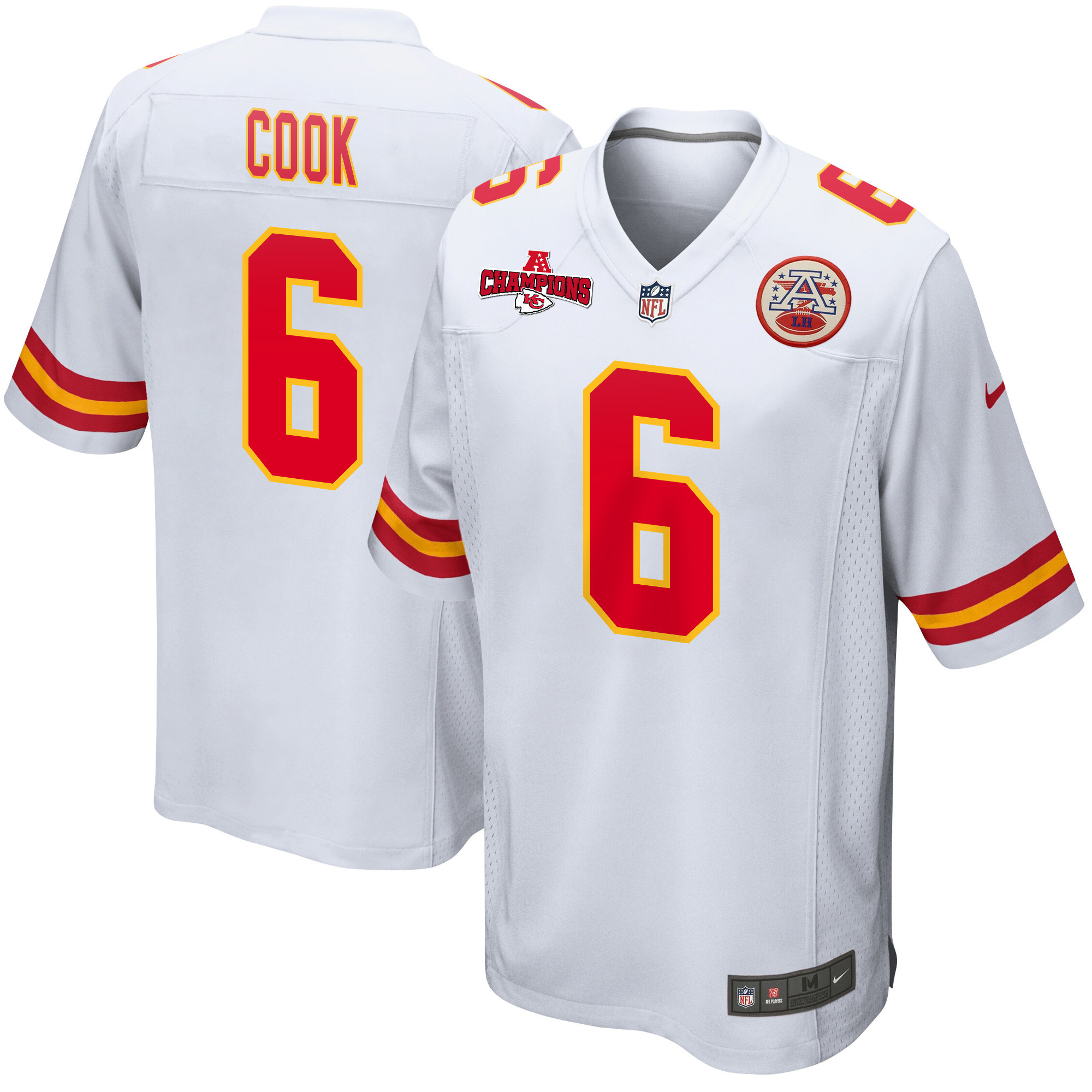 Bryan Cook 6 Kansas City Chiefs Afc Champions Patch Game Men Jersey - White Js5366
