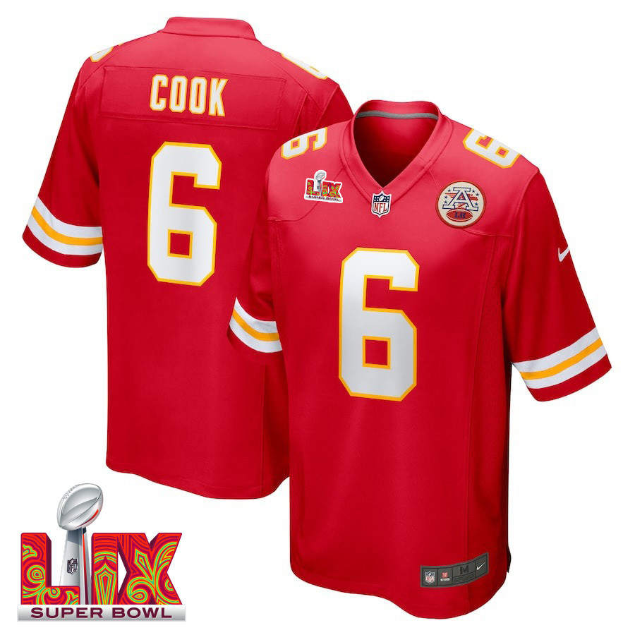Bryan Cook #6 Kansas City Chiefs Super Bowl Lix Jersey - Men's - Red Js3356