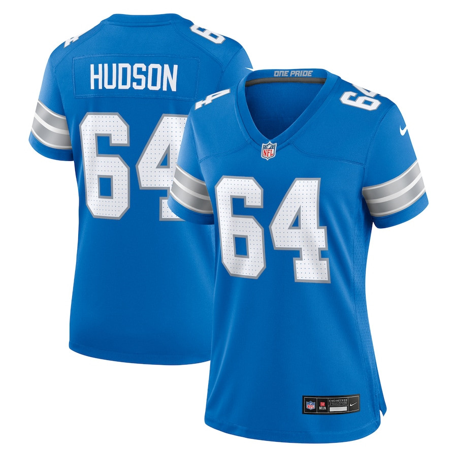 Bryan Hudson 64 Detroit Lions Women's Game Jersey - Blue Js7176