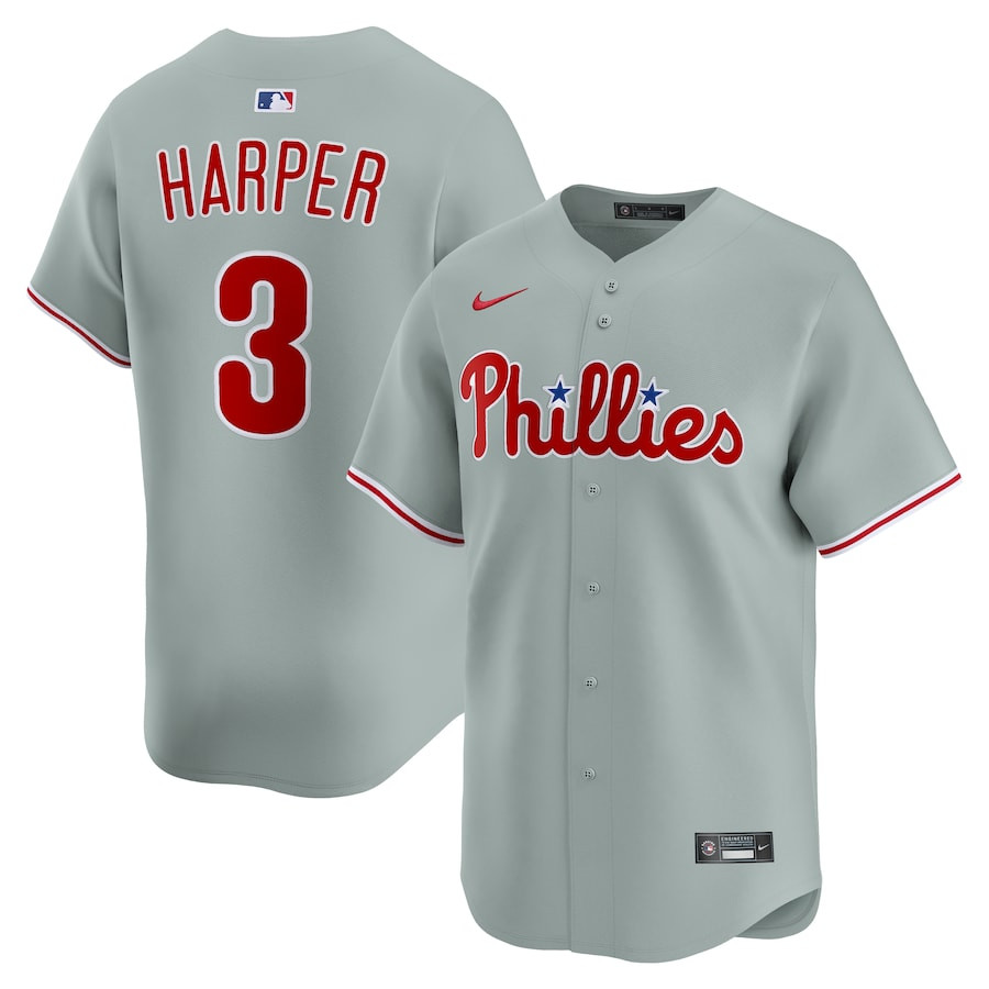 Bryce Harper 3 Philadelphia Phillies Alternate Limited Player Men Jersey - Gray