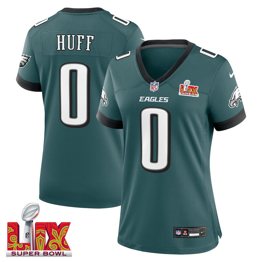 Bryce Huff #0 Philadelphia Eagles Super Bowl Lix Women's Jersey - Midnight Green Js4291