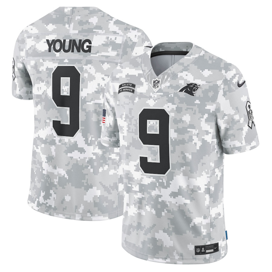 Bryce Young 9 Carolina Panthers 2024 Salute To Service Limited Men Jersey - Arctic Camo Js9903