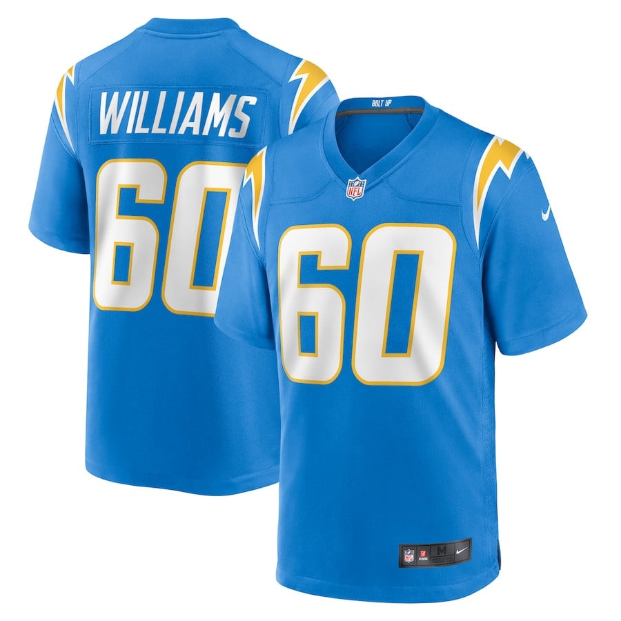 Bucky Williams 60 Los Angeles Chargers Team Game Men Jersey - Powder Blue Js5429