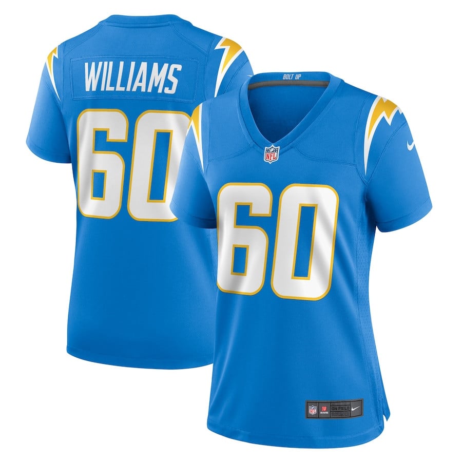 Bucky Williams 60 Los Angeles Chargers Women's Game Jersey - Powder Blue Js9927