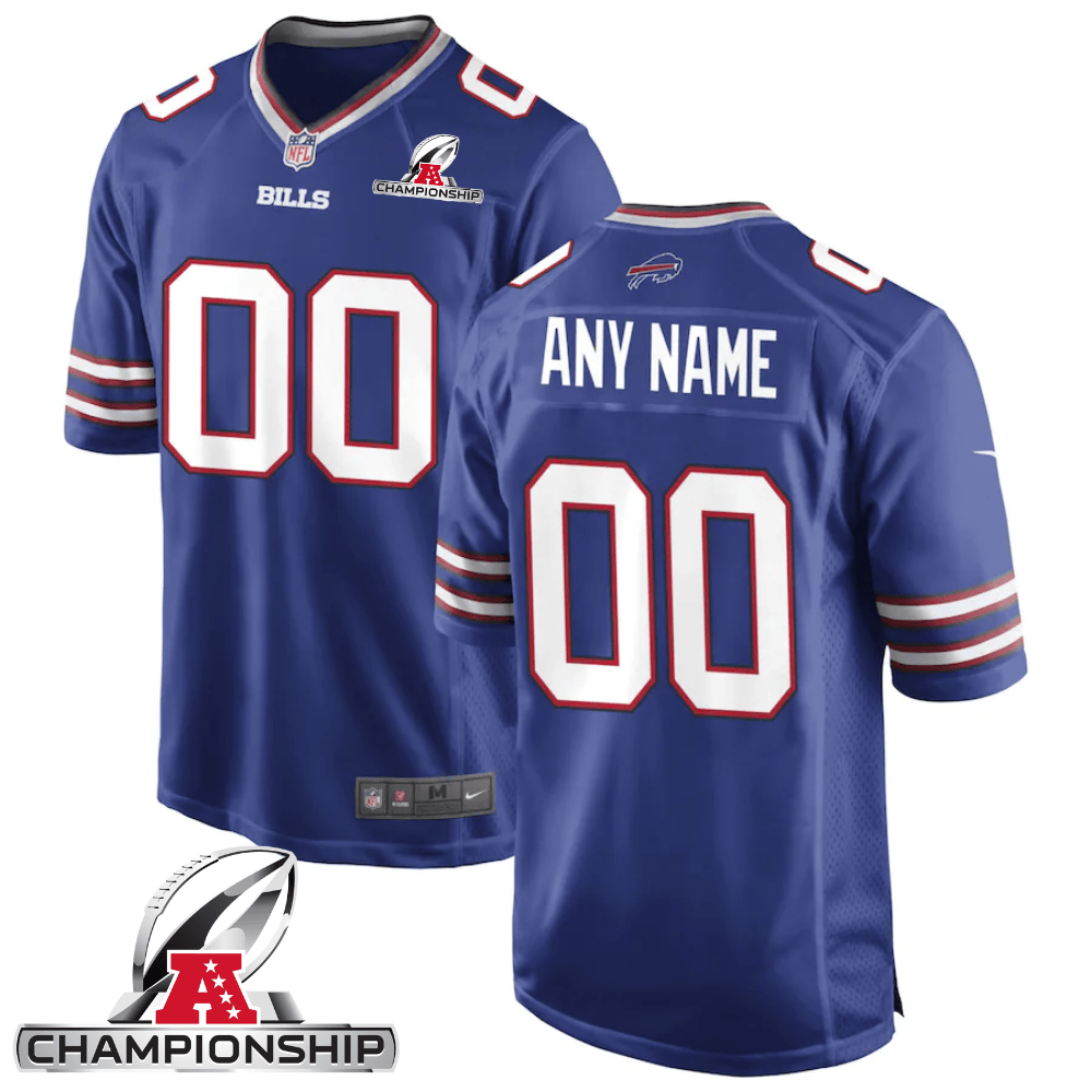 Buffalo Bills Afc Championship Patch Game Men Custom Jersey - Royal Js7967