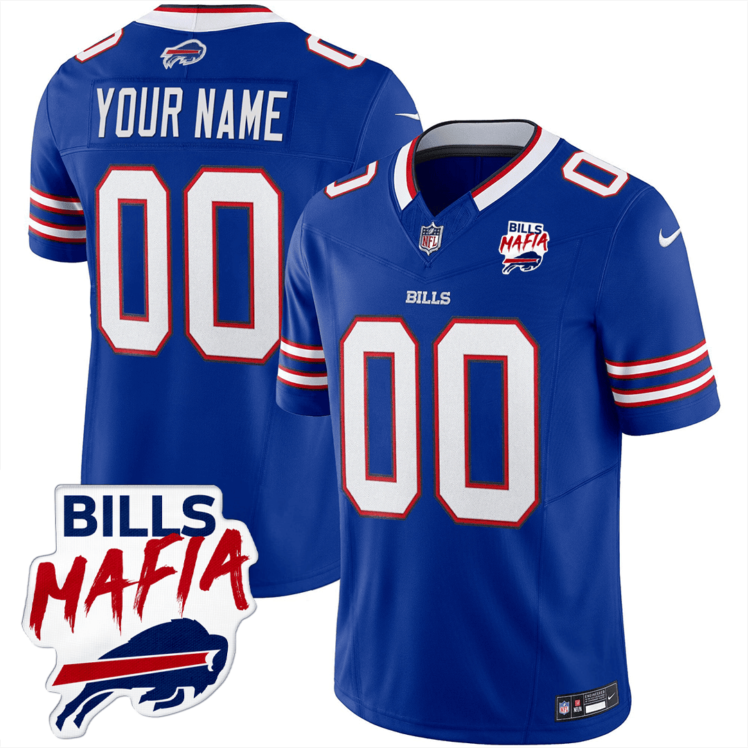 Buffalo Bills Bills Mafia Patch Game Men Custom Jersey - Royal Js6015