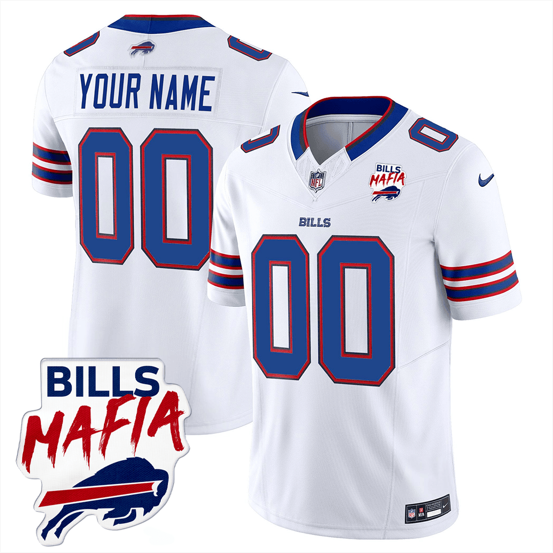 Buffalo Bills Bills Mafia Patch Game Men Custom Jersey - White Js2004