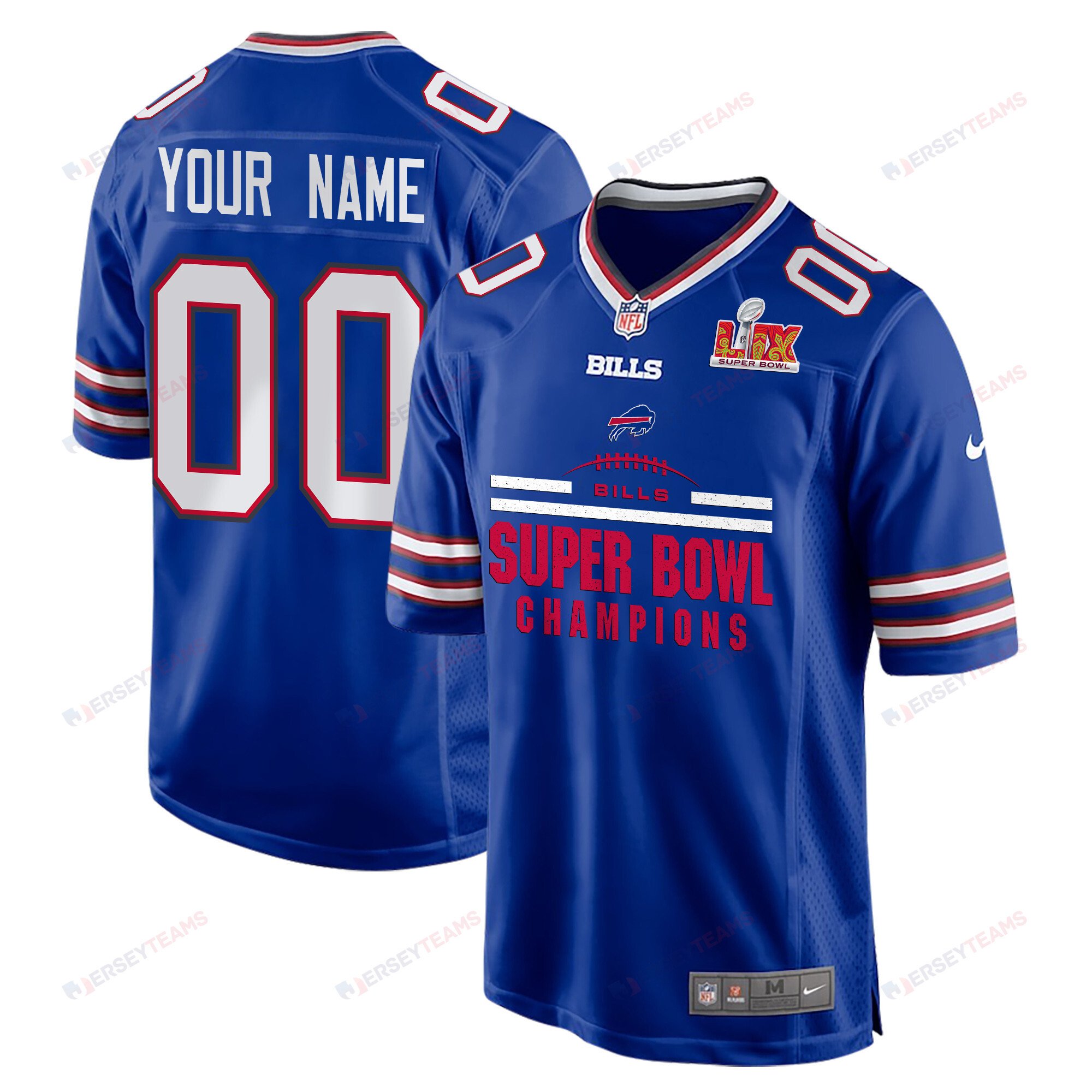 Buffalo Bills Super Bowl Lix Champions Ball Game Men Custom Jersey - Royal Js5950
