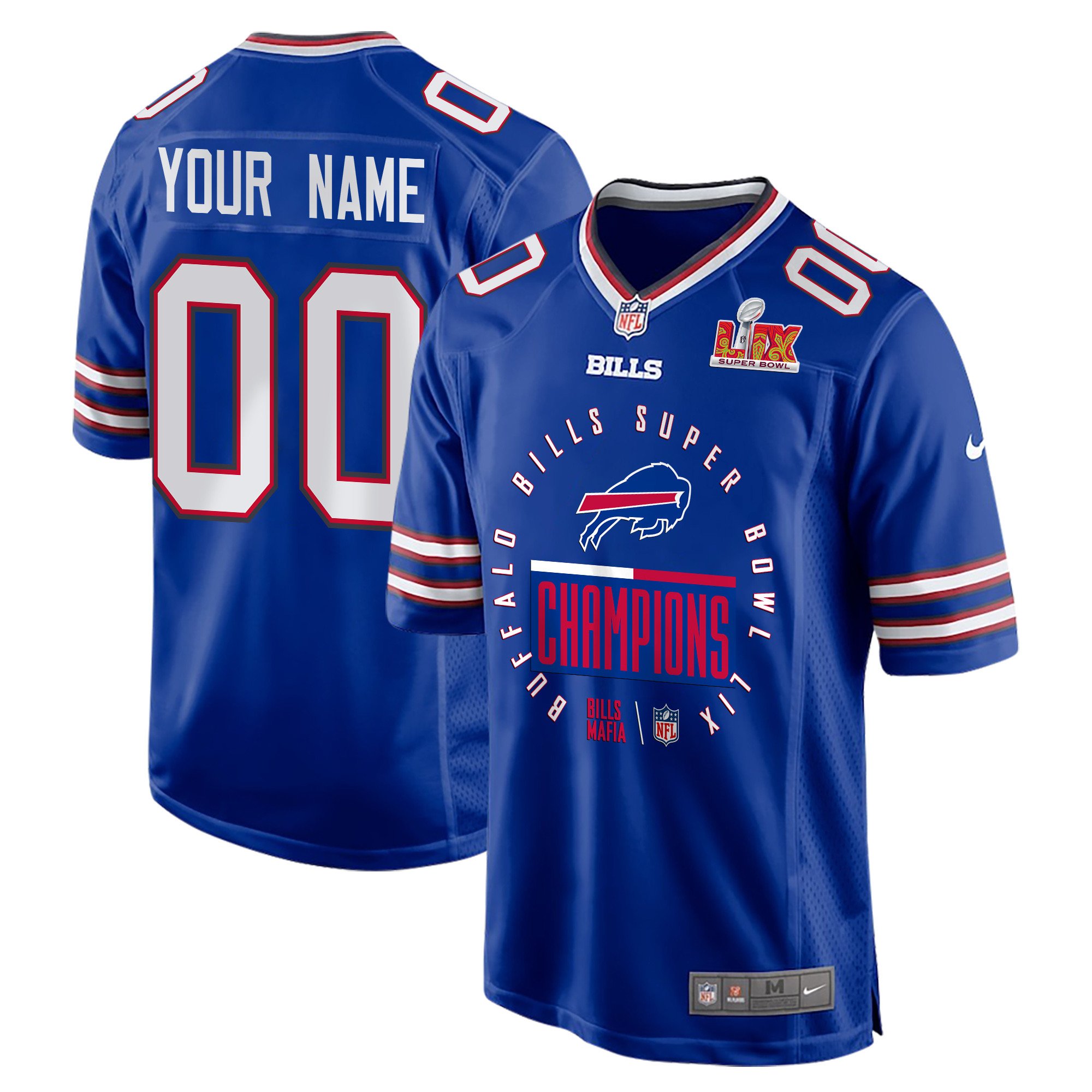 Buffalo Bills Super Bowl Lix Champions Game Men Custom Jersey - Royal Js4426