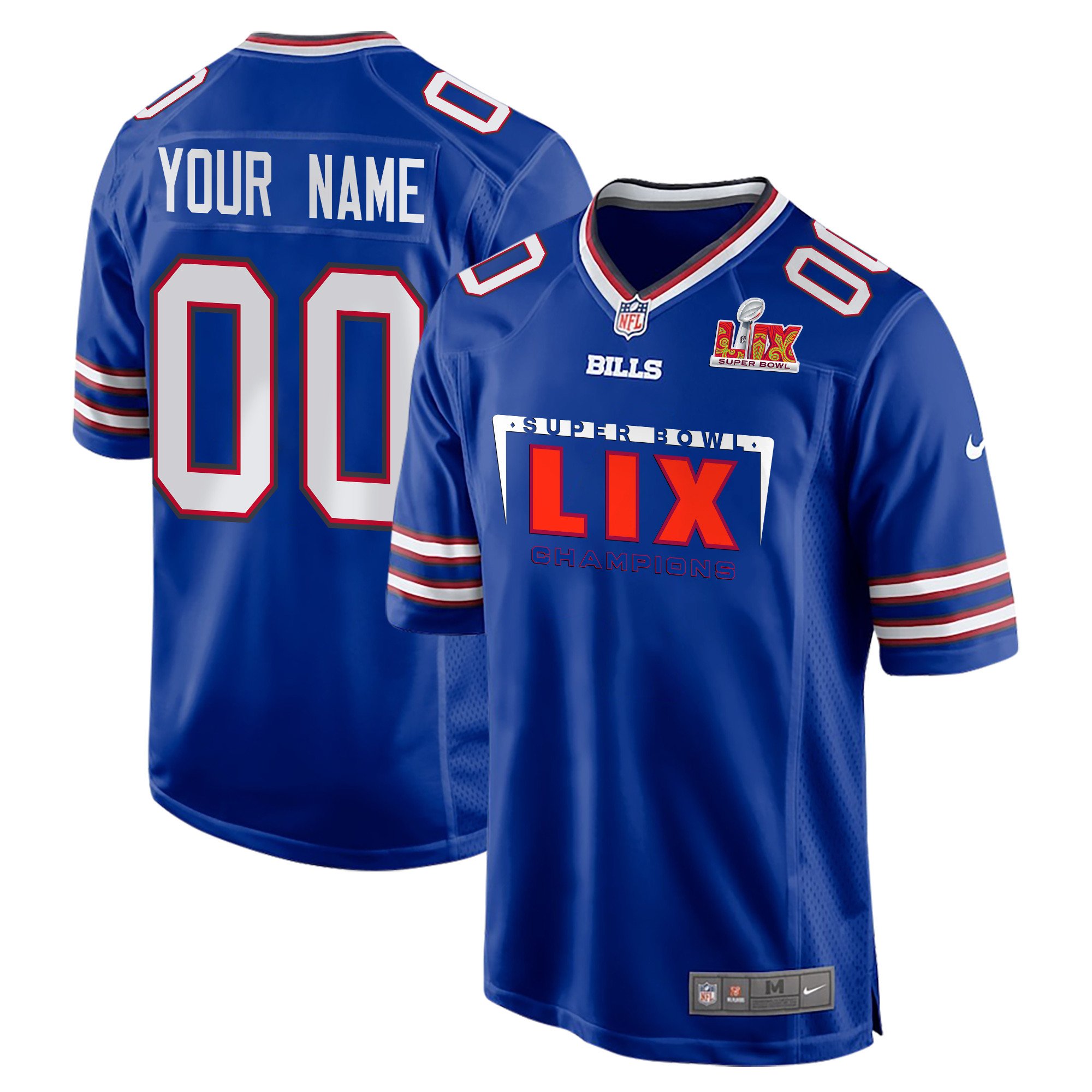 Buffalo Bills Super Bowl Lix Champions Simple Style Game Men Custom Jersey - Royal Js9144