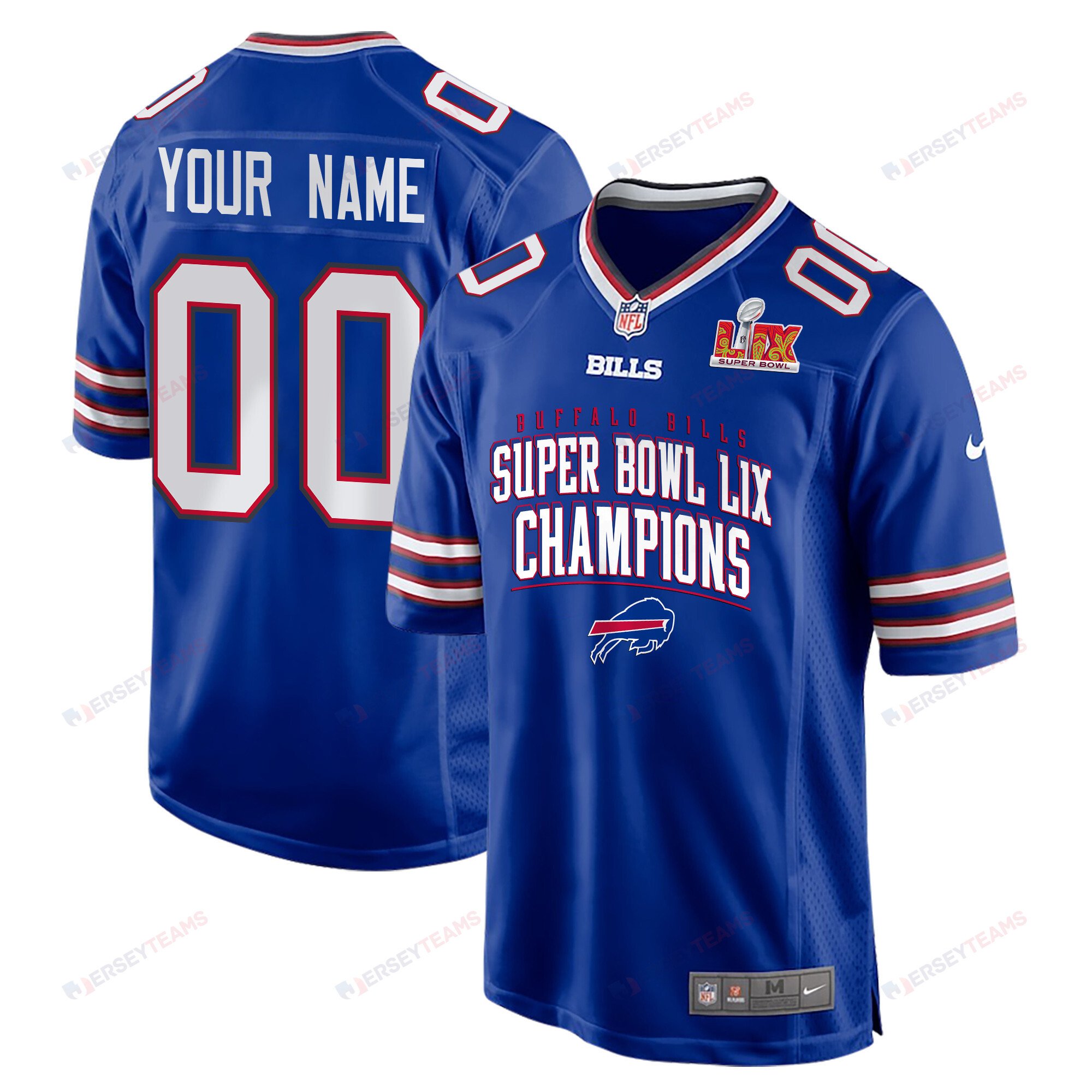 Buffalo Bills Super Bowl Lix Champions V2 Game Men Custom Jersey - Royal Js9384