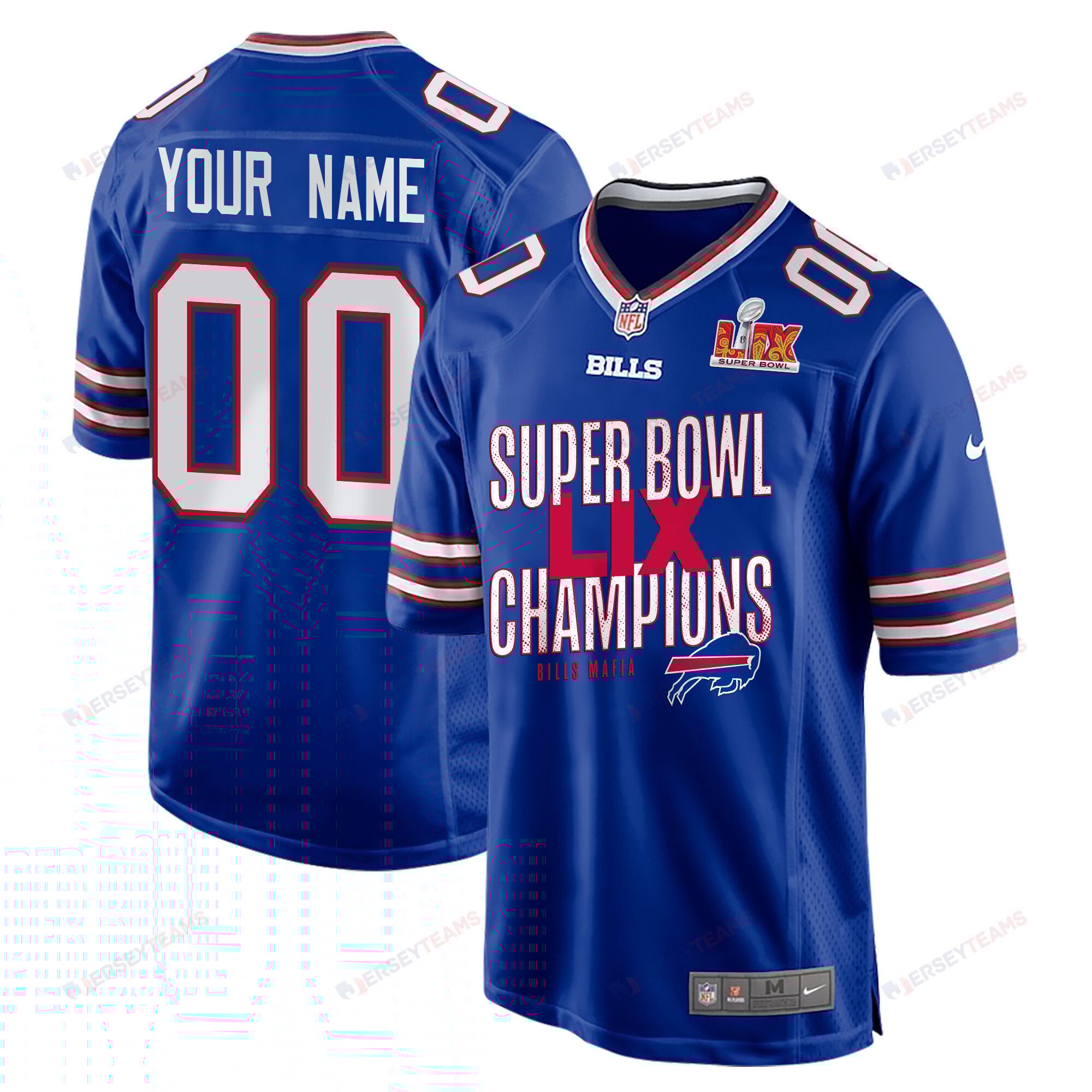Buffalo Bills Super Bowl Lix Champions V5 Game Men Custom Jersey - Royal Js1123