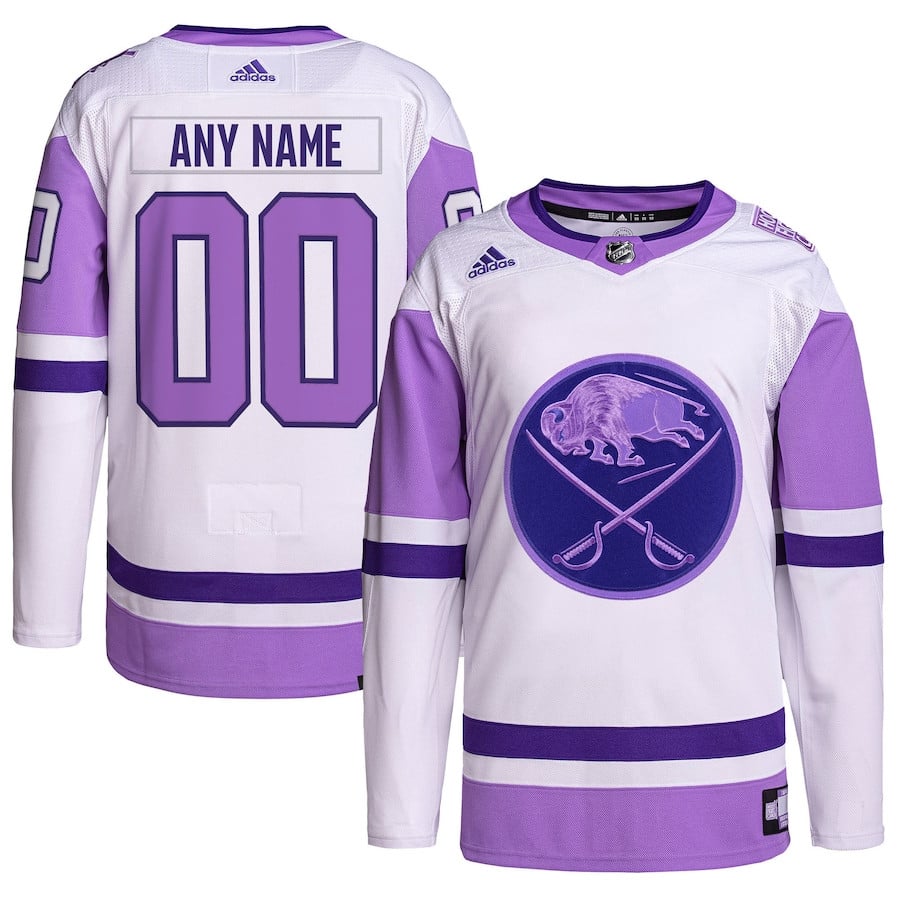 Buffalo Sabres Hockey Fights Cancer Primegreen Custom Men Jersey - White/purple