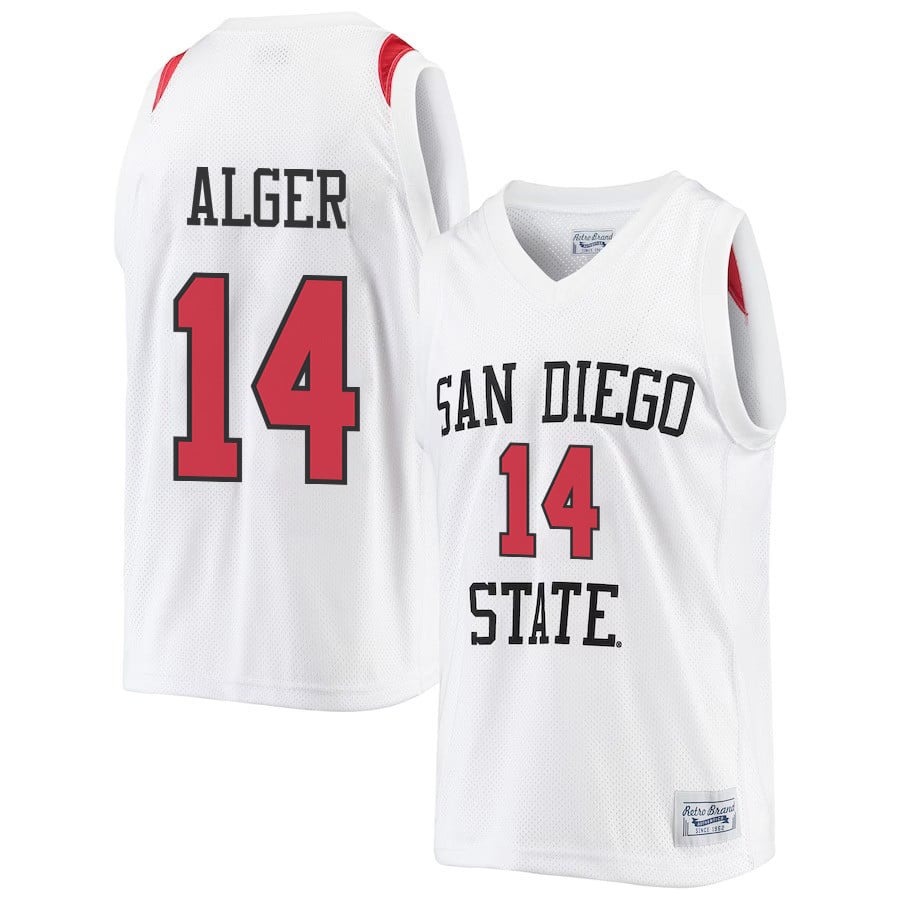 Cade Alger 14 San Diego State Aztecs 2023 Basketball Jersey- Men White