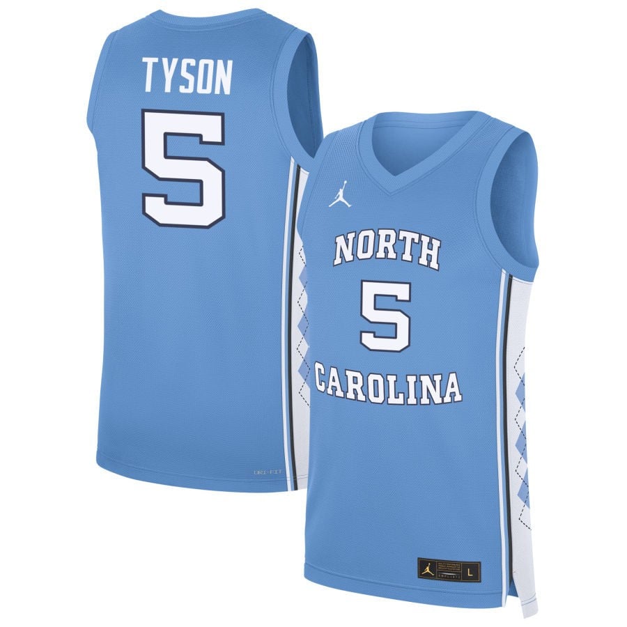 Cade Tyson 5 North Carolina Tar Heels Basketball Men Jersey - Carolina Blue