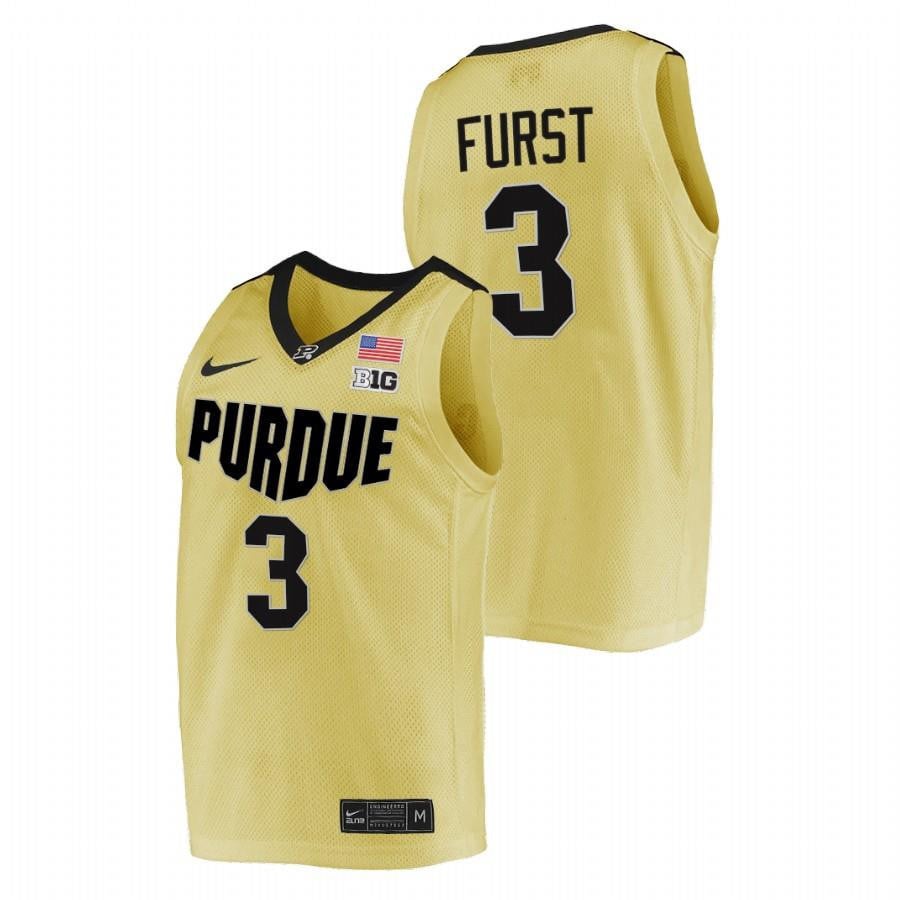 Caleb Furst 3 Gold Purdue Boilermakers 2023 Top Overall Seed College Basketball Jersey