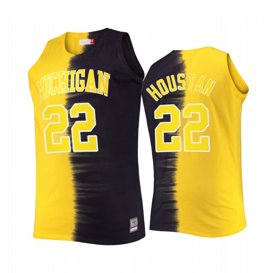 Caleb Houstan 22 Michigan Wolverines Navy Maize Jersey Classic Tie-dye Color Crash