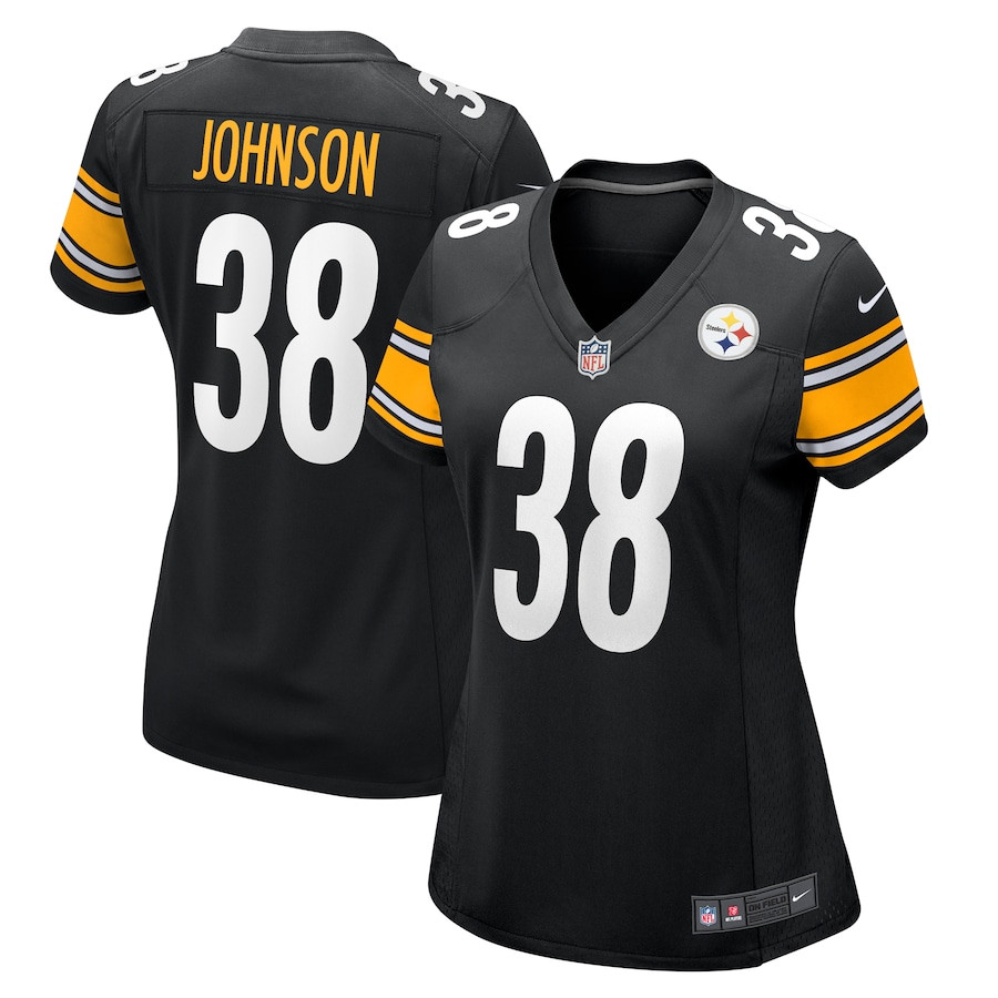 Caleb Johnson 38 Pittsburgh Steelers Game Women Jersey - Black Js9238