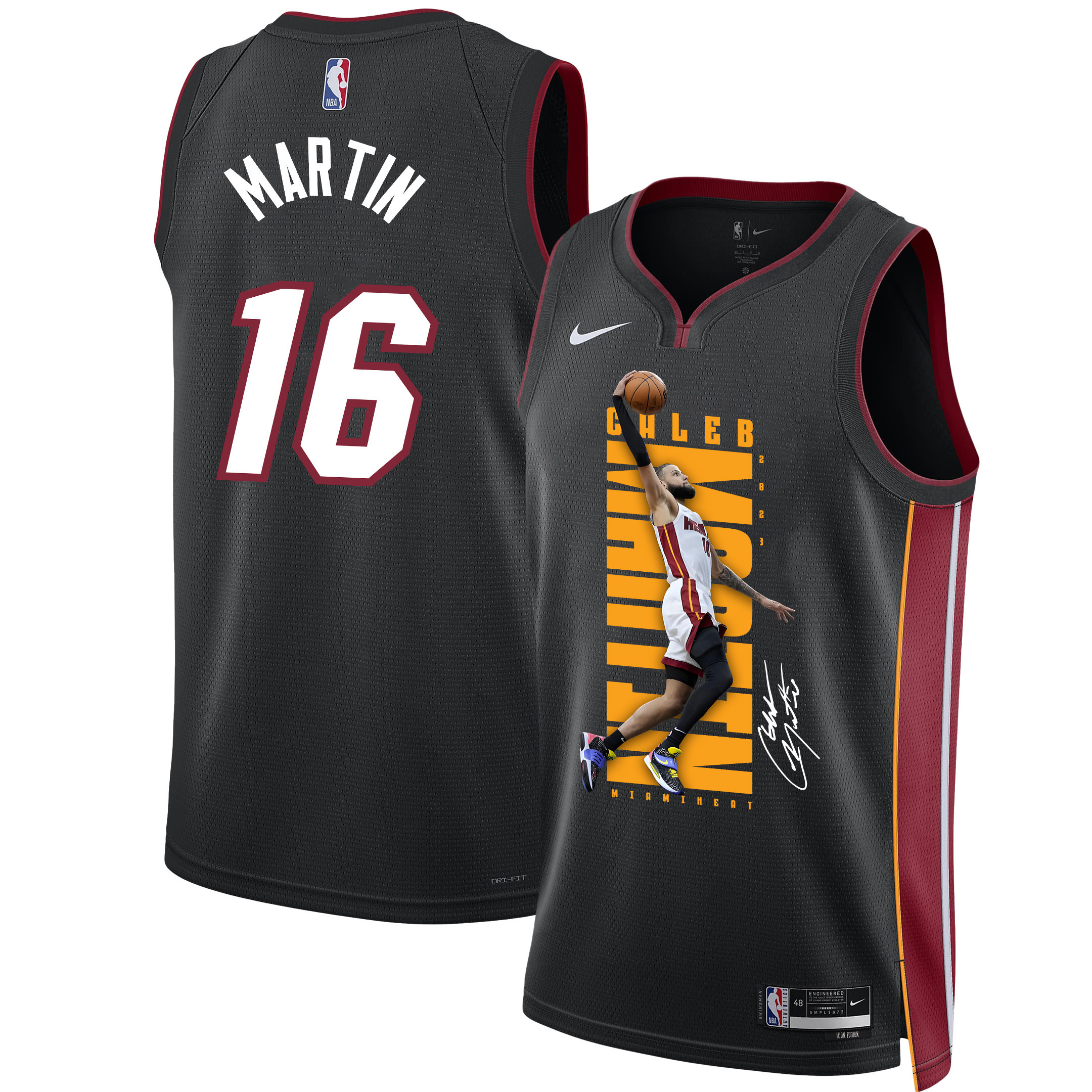 Caleb Martin 16 Miami Heat Energizing Force 2023 Nba Champions Swingman Jersey - Black