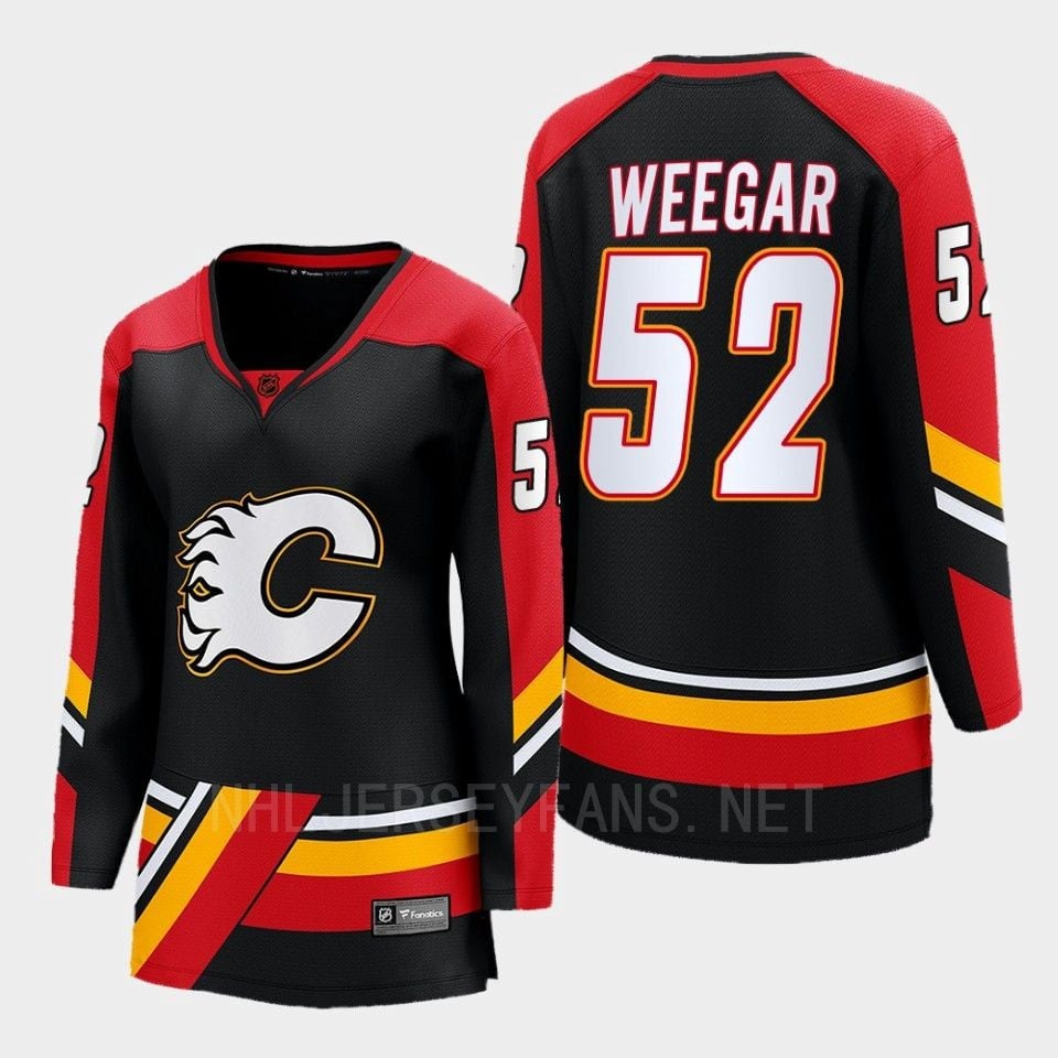 Calgary Flames 52 Mackenzie Weegar Reverse Retro Black Equipment, Women